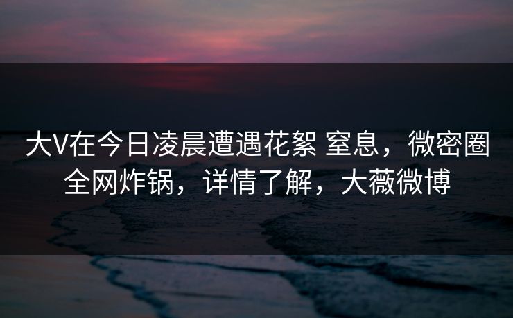 大V在今日凌晨遭遇花絮 窒息,微密圈全网炸锅,详情了解,大薇微博 大V在今日凌晨遭遇花絮 窒息,微密圈全网炸锅,详情了解,大薇微博